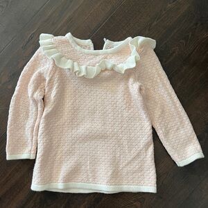 Janie and Jack Pink Sweater with White Ruffle